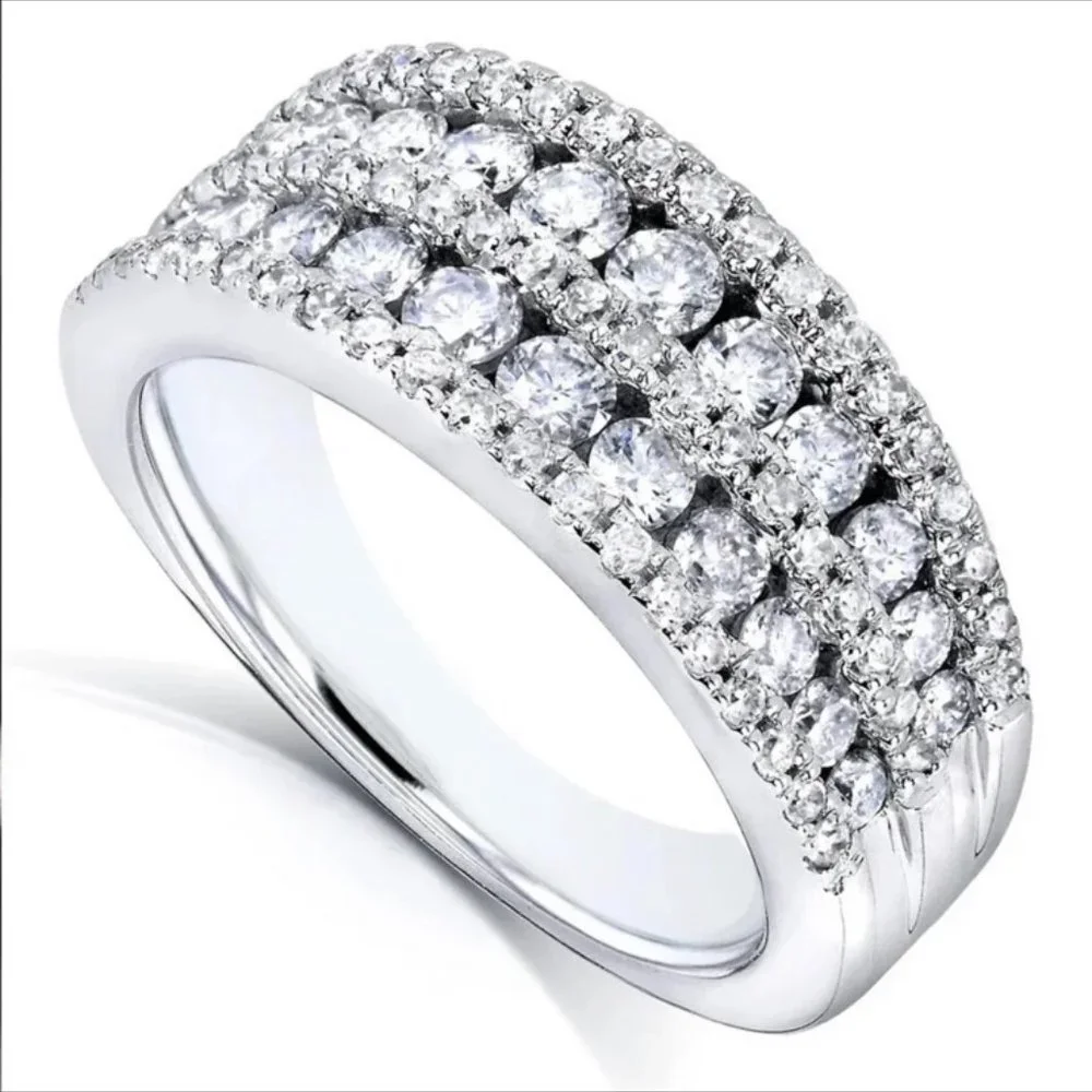 NEW MULTI LAYER S925 STERLING SILVER DIAMOND RING, BEAUTIFUL RING, SHINY RING. - Picture 3 of 7